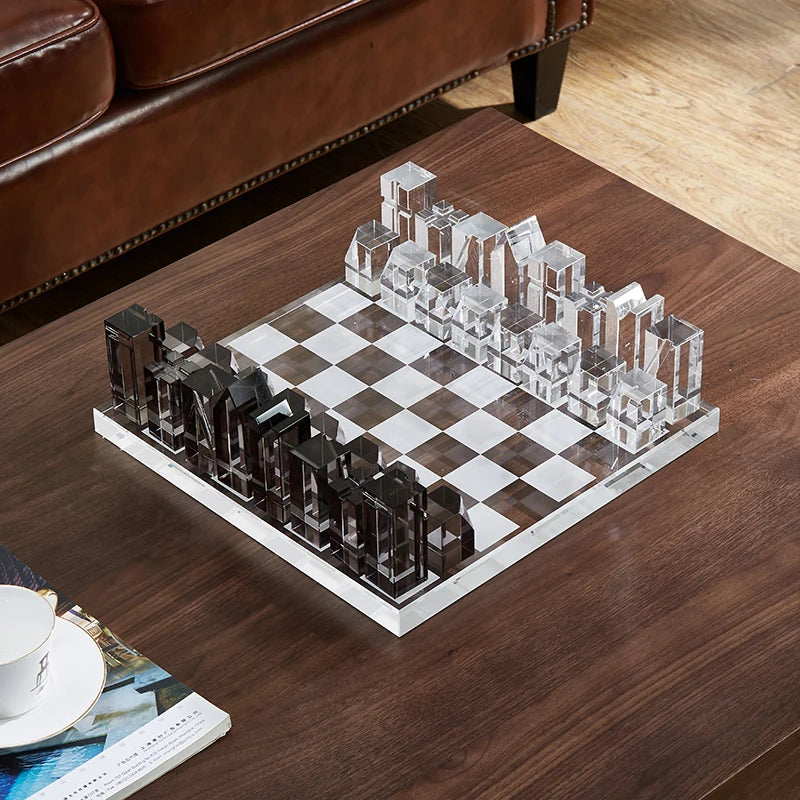 Luxury Crystal Chess Set - Premium Glass Board Game Decor