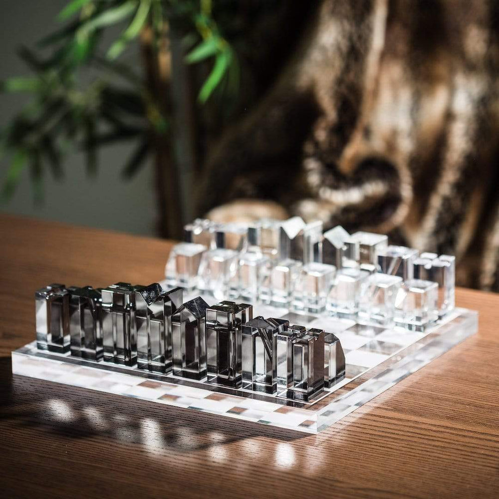 Luxury Crystal Chess Set - Premium Glass Board Game Decor