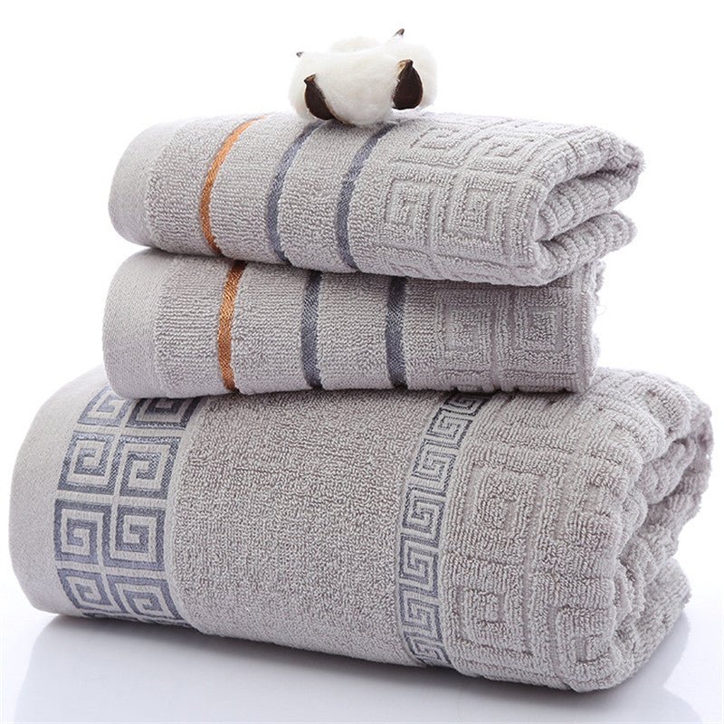 Three sets of Great Wall grid bath towels - DeMann Co