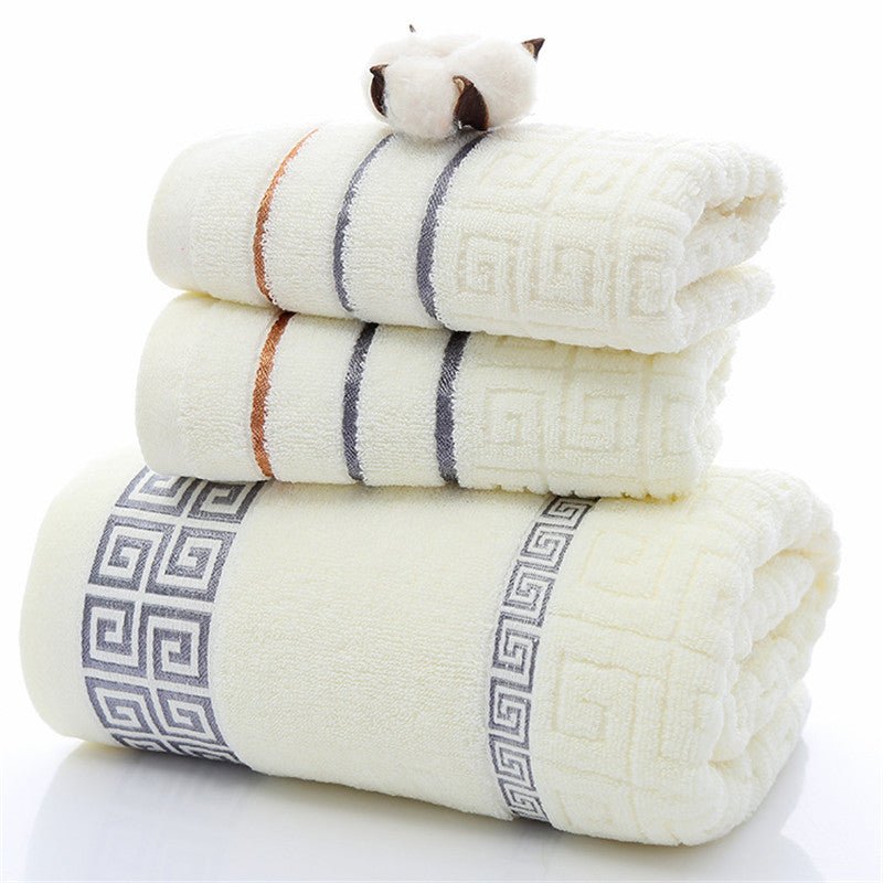 Three sets of Great Wall grid bath towels - DeMann Co