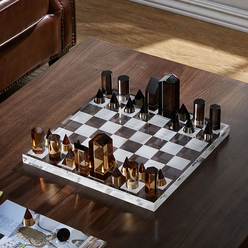 Luxury Crystal Chess Set - Premium Glass Board Game Decor